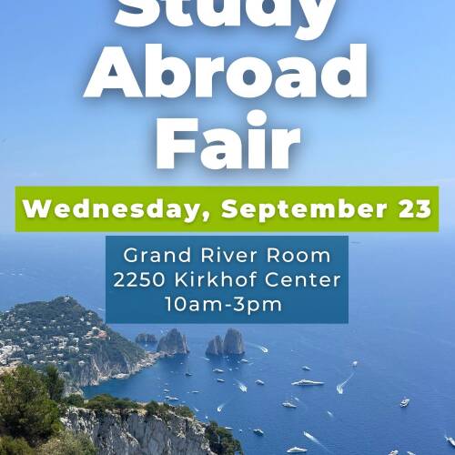Study Abroad Fair September 23, 2026 10am-3pm Grand River Room